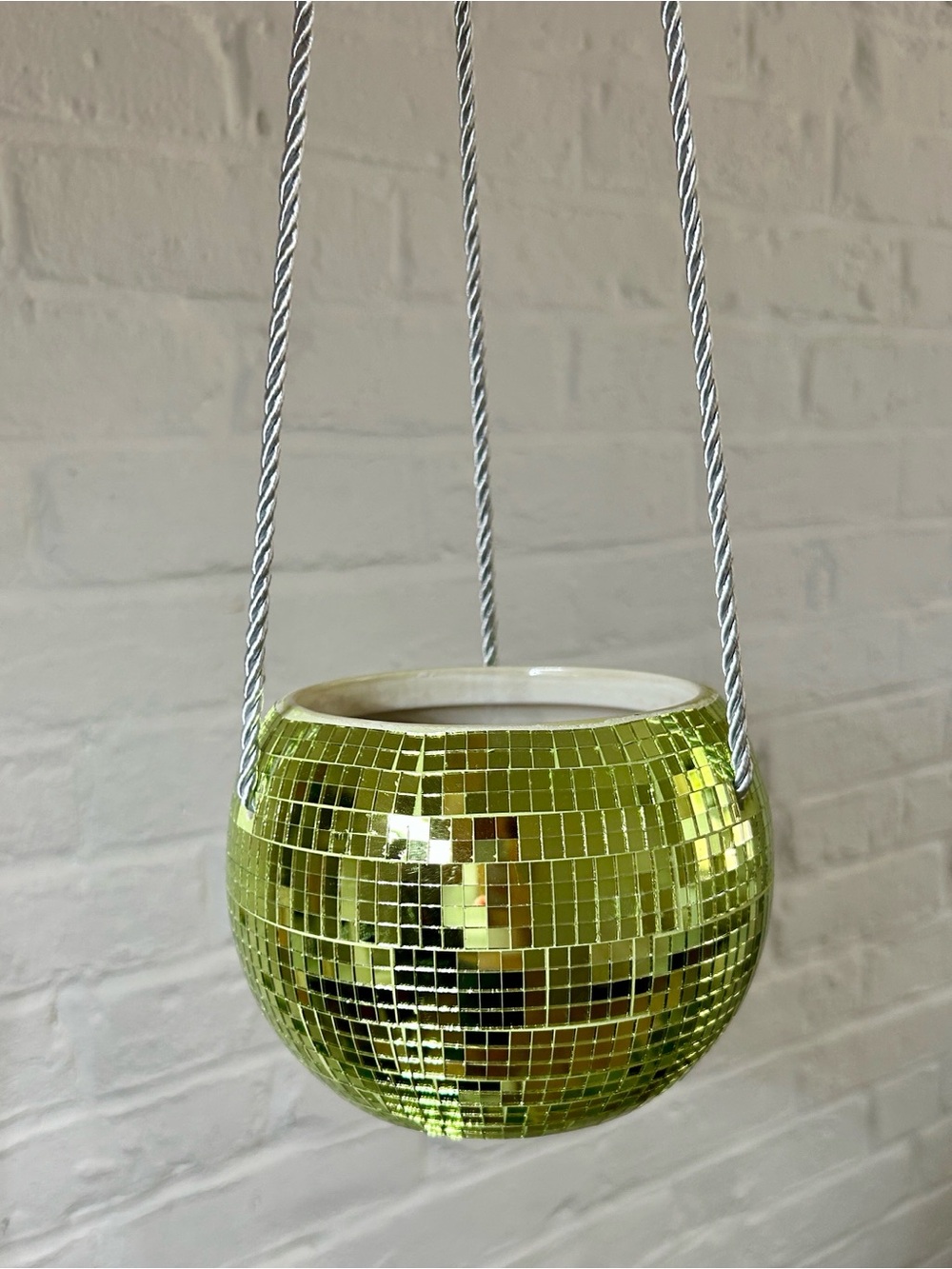 Green Disco Ball Hanging Planter - Plant Pot
